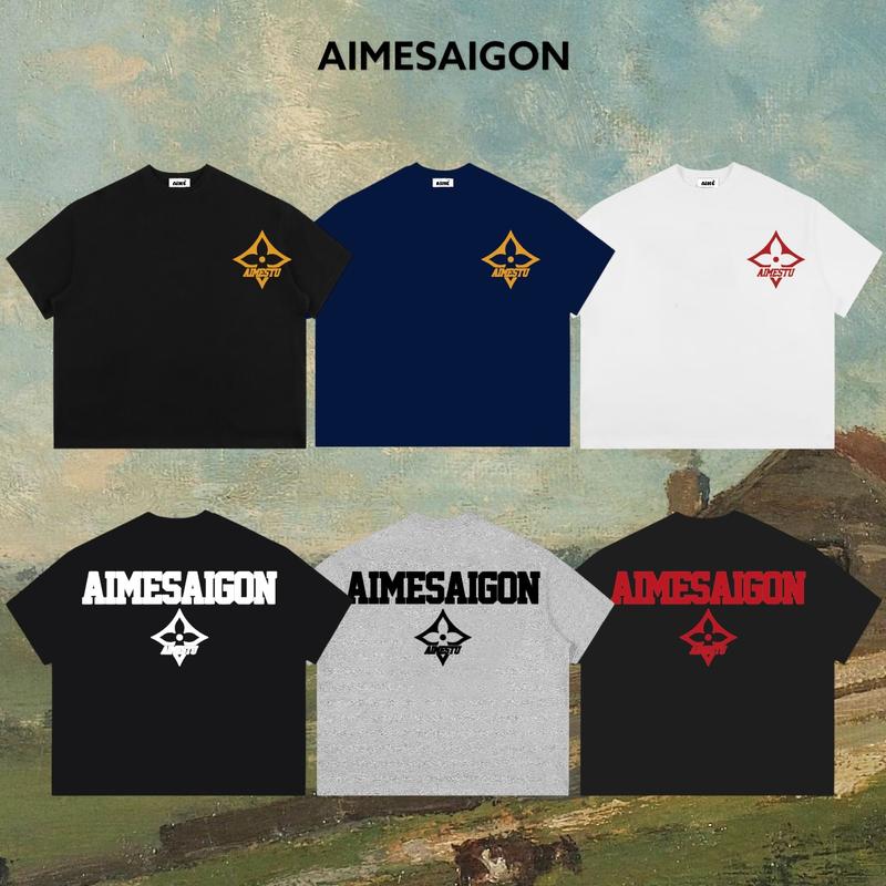 [THÊU XÙ] Áo Thun Boxy AIMÉ Cotton 250gsm Cổ Tròn Nam Nữ " LUXURY THÊU XÙ " Áo Phông Nữ Form Rộng Nữ Mùa Hè Kiểu Đẹp Nam Nữ