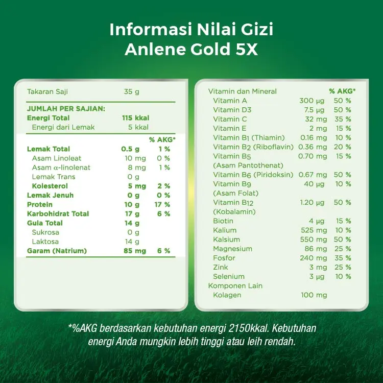 Anlene Gold 5X Susu Bubuk Dewasa 600g - Kuatkan Tulang, Sendi & Otot / Adult Milk Vanilla / Dairy Milk 6