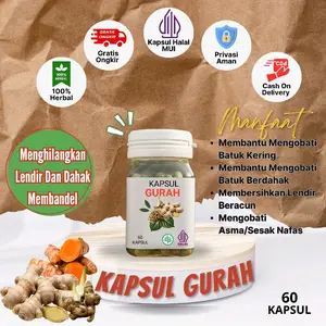 Kapsul Gurah 60 Kapsul - Herbal Halal MUI untuk Mengobati Batuk Kering & Berdahak - Menghilangkan Lendir & Asma - Gratis Ongkir & COD
