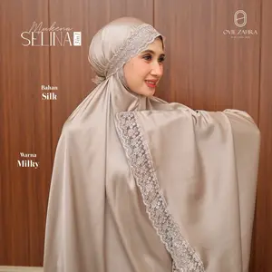 Oz-Mukena Dewasa Series Selina Armaniya Silk 3in1 Renda Bordir Ringan Tipis Flowy Adem Travel