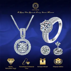 Set Perhiasan Kalung Wanita Cincin Anting Tusuk Anti Karat 1 Set Aksesoris Wanita Free Box Glintgems italy permata