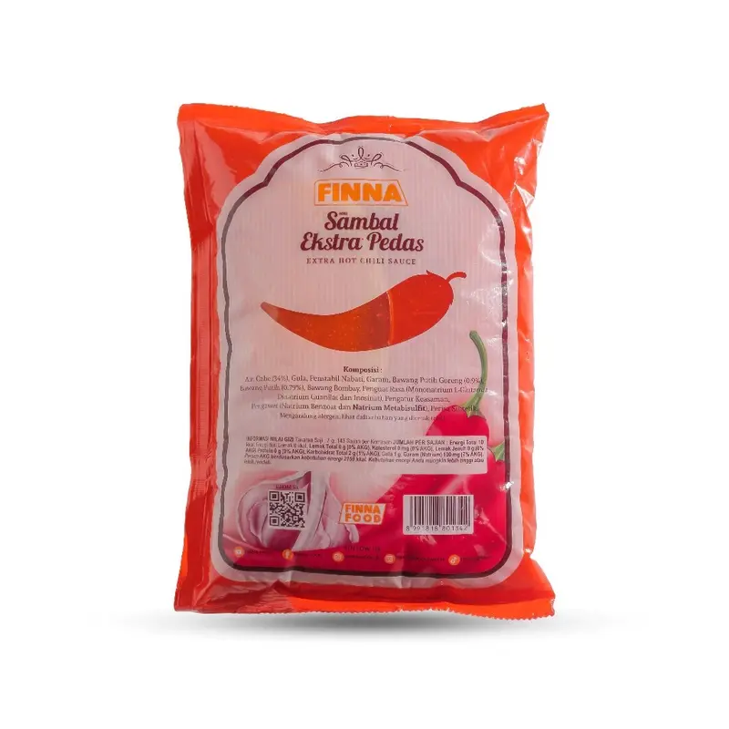Saos Sambal Extra Pedas Finna 1kg - Cocok untuk Ayam Goreng, Lumpia, Dim Sum, Martabak, dan Gorengan Lainnya - Bahan, Tomat, Botol, Lada bangkok uleg sao s kemasan 1