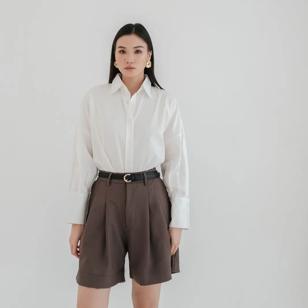 [Seminggu.rtw] Runa Pleated Short Pants [Semi Woll] / Celana Pendek Wanita / Bawahan Wanita