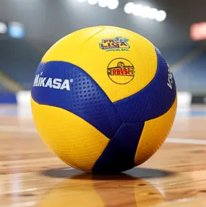 Bola Voli jahit mesin V300W untuk Latihan dan Pertandingan - Warna Kuning Biru - Desain Ergonomis untuk Kontrol yang Lebih Baik