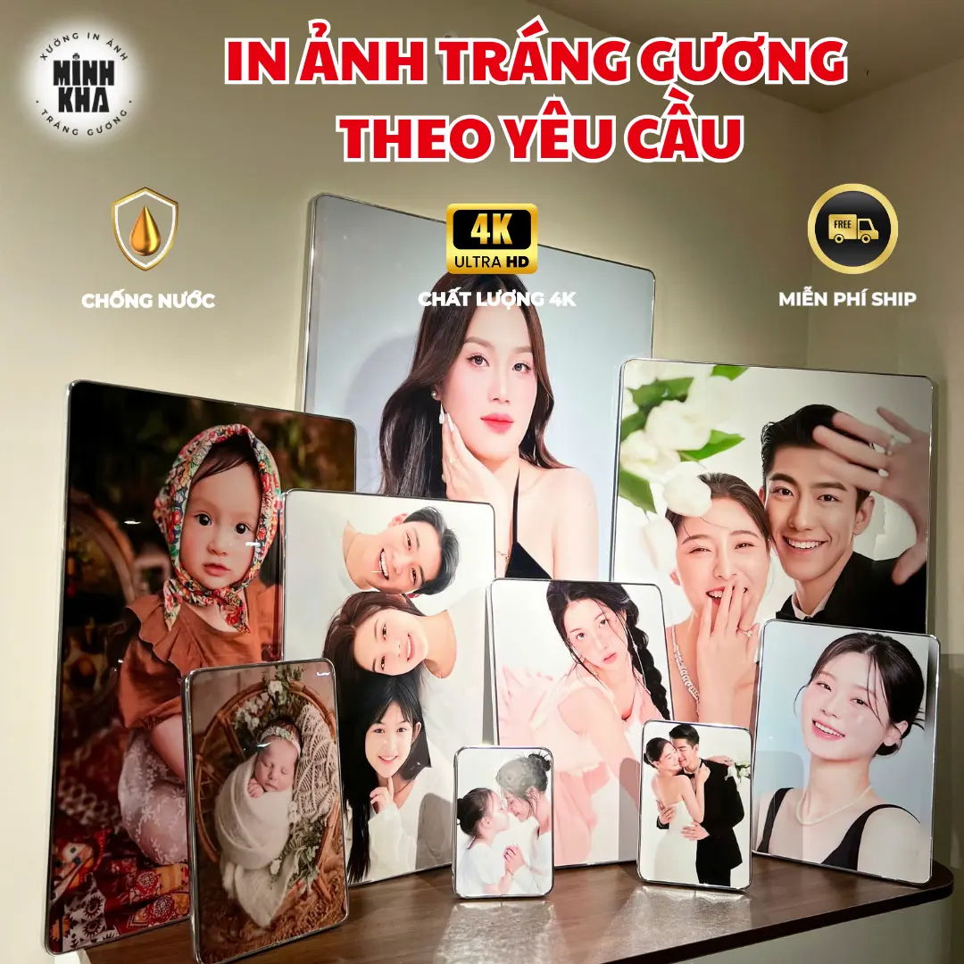 [IN ẢNH THEO NHU CẦU ĐỦ SIZE] - MUA 2 KHUNG LỚN TẶNG 1 KHUNG NHỎ - Tráng Gương Bo Viền - TẶNG COMBO CHỈNH ẢNH MIỄN PHÍ - Chất Lượng 4K, Chống Nước/ Không Phai Màu/ Không Mối Mọt - Kèm Móc Treo Giá Đỡ - Decor Treo Tường Để Bàn, Trang Trí Phòng Khách - 1