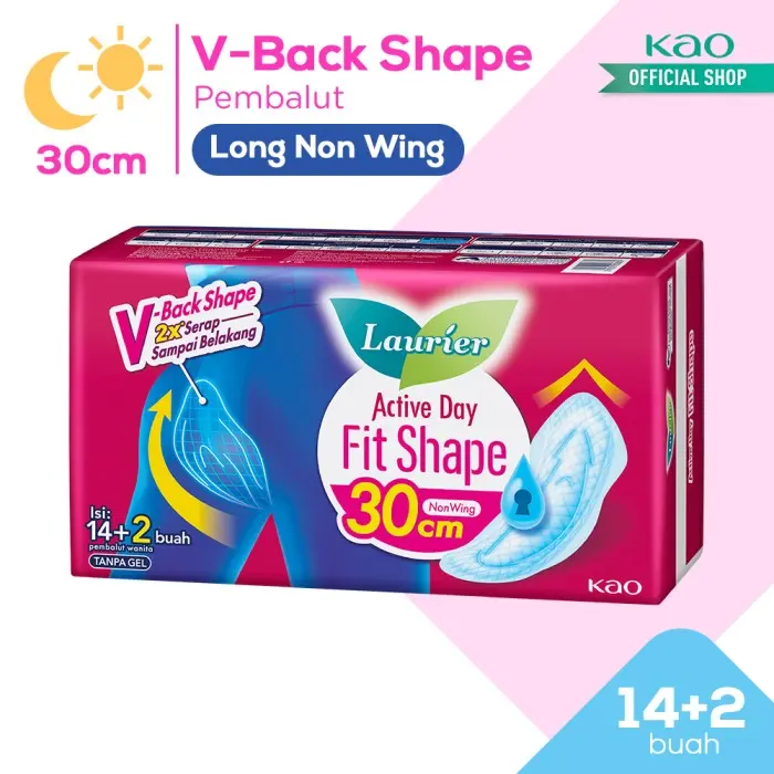 Laurier Active Day Fit Shape 14+2s - Pembalut Non Wing 30cm