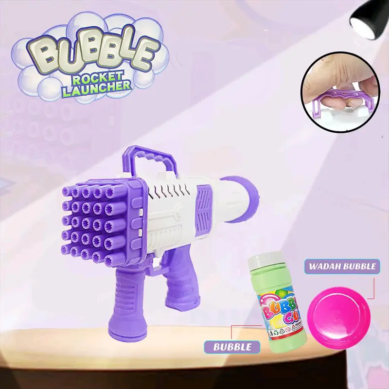 Mainan Bubble Gum Basoka Balon Gelembung Sabun Bazoka Jumbo 25 Lubang - Pink/Ungu/Biru Toys 6