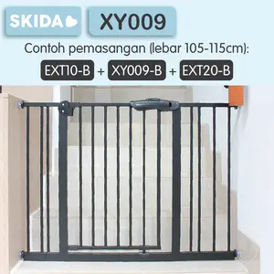 SKIDA Pagar Pengaman Anak Bayi Baby Safe XY009 Pressure Fit Safety Gate BLACK 75-85cm dengan Mekanisme Tutup Otomatis dan Kunci Ganda untuk Keamanan Optimal
