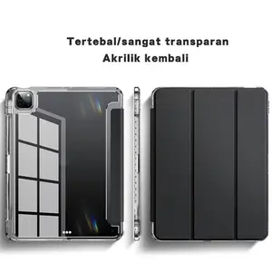 case for ipad a16 gen 11/ gen 10 / gen 9 /gen 6/5/ air m3 11 inch /air 5 / 6 /7 / ipad pro 11 inch / mini 7 / 6 casing-Tipis Transparan Akrilik- Case 3 Lapis Anti Jatuh Anti Bengkok dengan Slot Pena