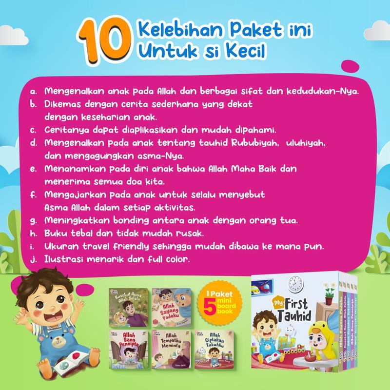 Product Introduction of 1 Paket 5 Buku cerita Boardbook Anak Mengenal Tauhid sejak dini untuk janin usia 2 3 tahun  - My fist Tauhid - Ziyadbooks 0