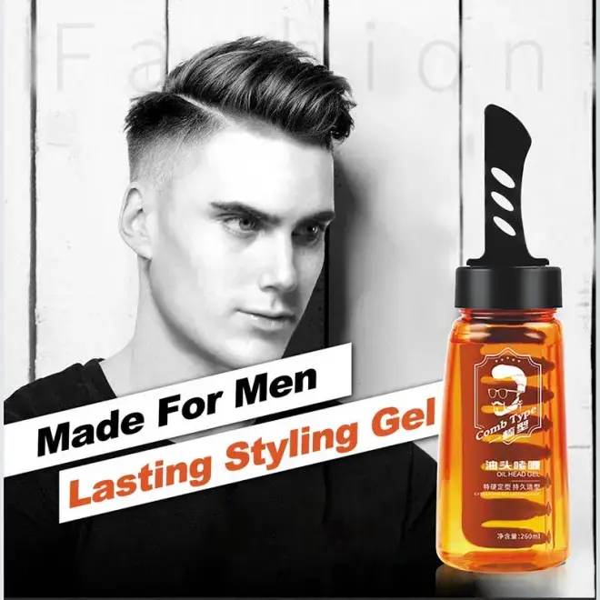 Men Hair Styling Gel One Comb Type Cool Men's Hair Gel Back Head Artifact Powerful Oil Head Gel Water Haircare Clear Lightweight
