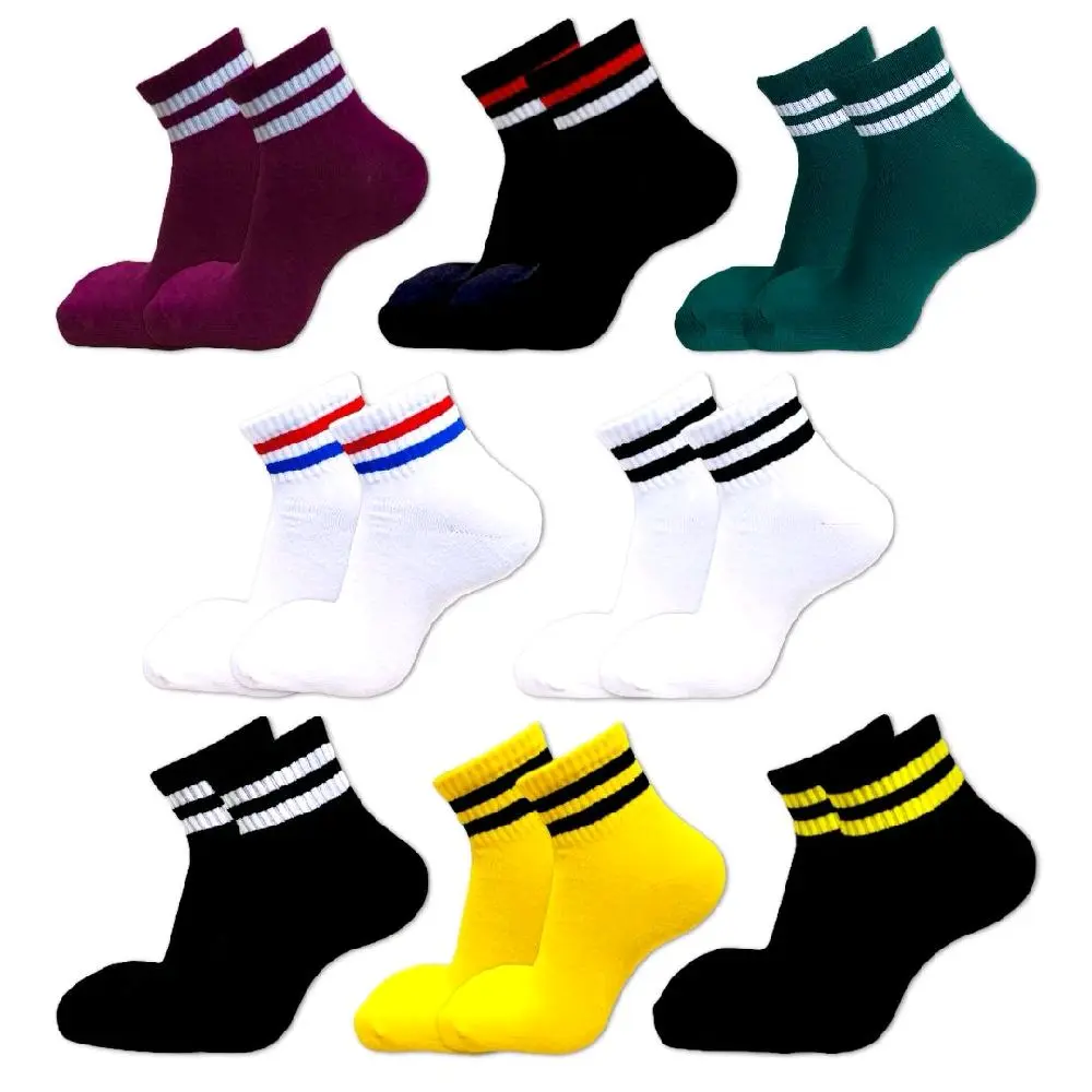 kaos kaki pendek stripe dua  - Kaos kaki oldschool pendek  Motif stripe Dewasa Lembut Nyaman Katun