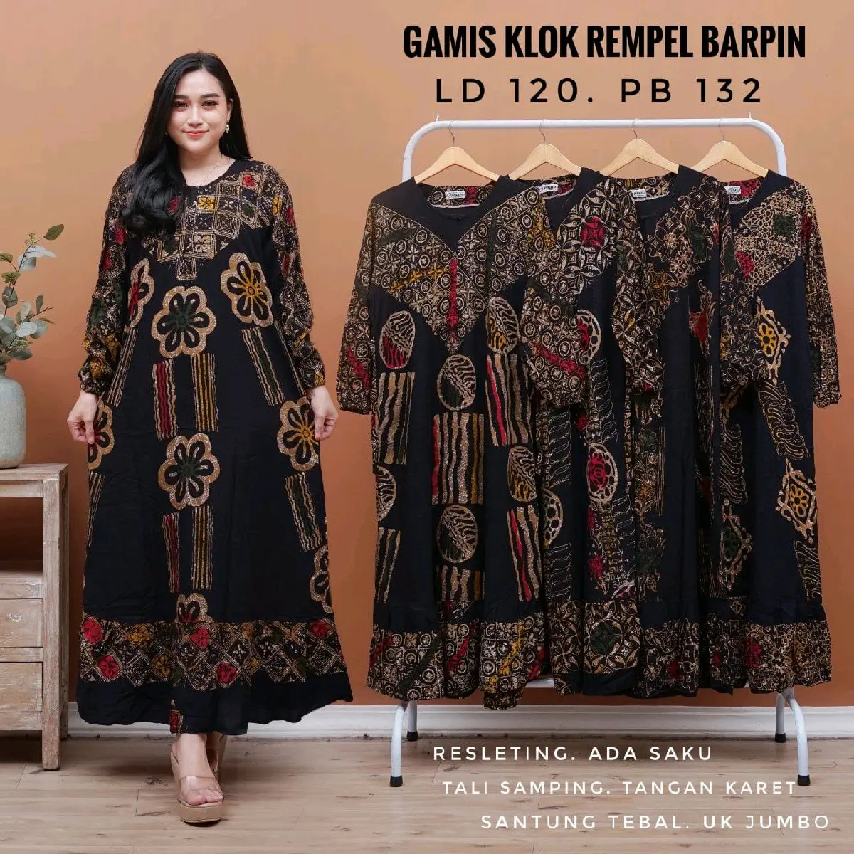 Gamis setorjoan batik klok Motif