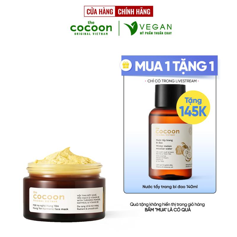 COMBO Mặt nạ nghệ Hưng Yên cocoon 30ml + Nước tẩy trang bí đao 140ml - Skincare Hỗ trợ sáng da, đều màu da