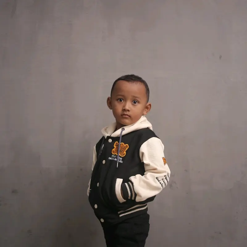 Jaket Sweater Hoodie Anak Varsity Baseball Full Bordil Vintage Usia 2-10tahun Bunda Anak-Anak Laki-Laki Perempuan Lengan Panjang 3