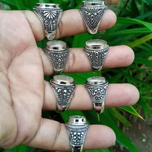 (HARGA PERKODI) Ring Emban Alpaka Super Motif Best Seller Elegan Black Oxid