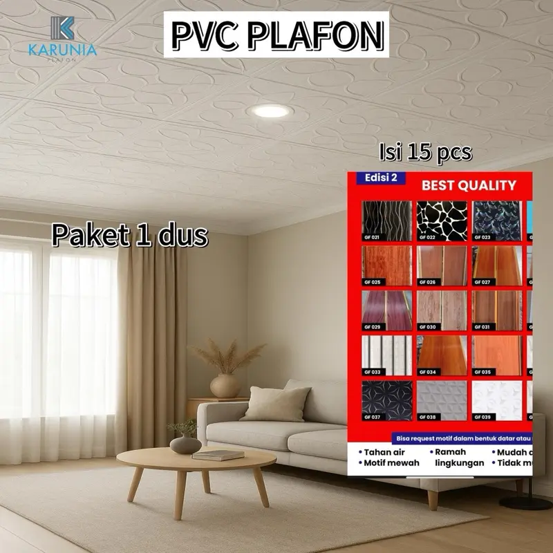 Pvc plafon 4 Meter // paket 1 dus isi 15 pcs