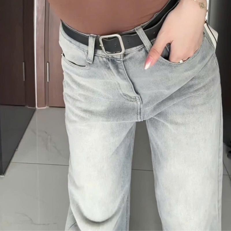 Quần Jeans Nữ Ống Suông Trơn HC98 Wax Màu Xám Đậm (Dài 103cm) - Grey Jeans V2 - 1059 - Ong, Women Pants 6