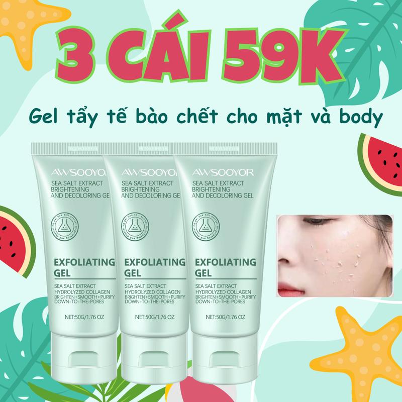【3PCS 59.000₫  AWSOOYOR Facial Body Scrub Herbal Extract Exfoliating gel for face 50g nhẹ nhàng tẩy tế bào chết và thu nhỏ lỗ chân lông, cải thiện làn da xỉn màu và phù
