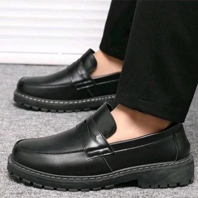 Sepatu Loafers ONIBI docmart formal slop pantofel kerja pria hitam Kasual Oxfroad - Shoes, Flat Karet 1