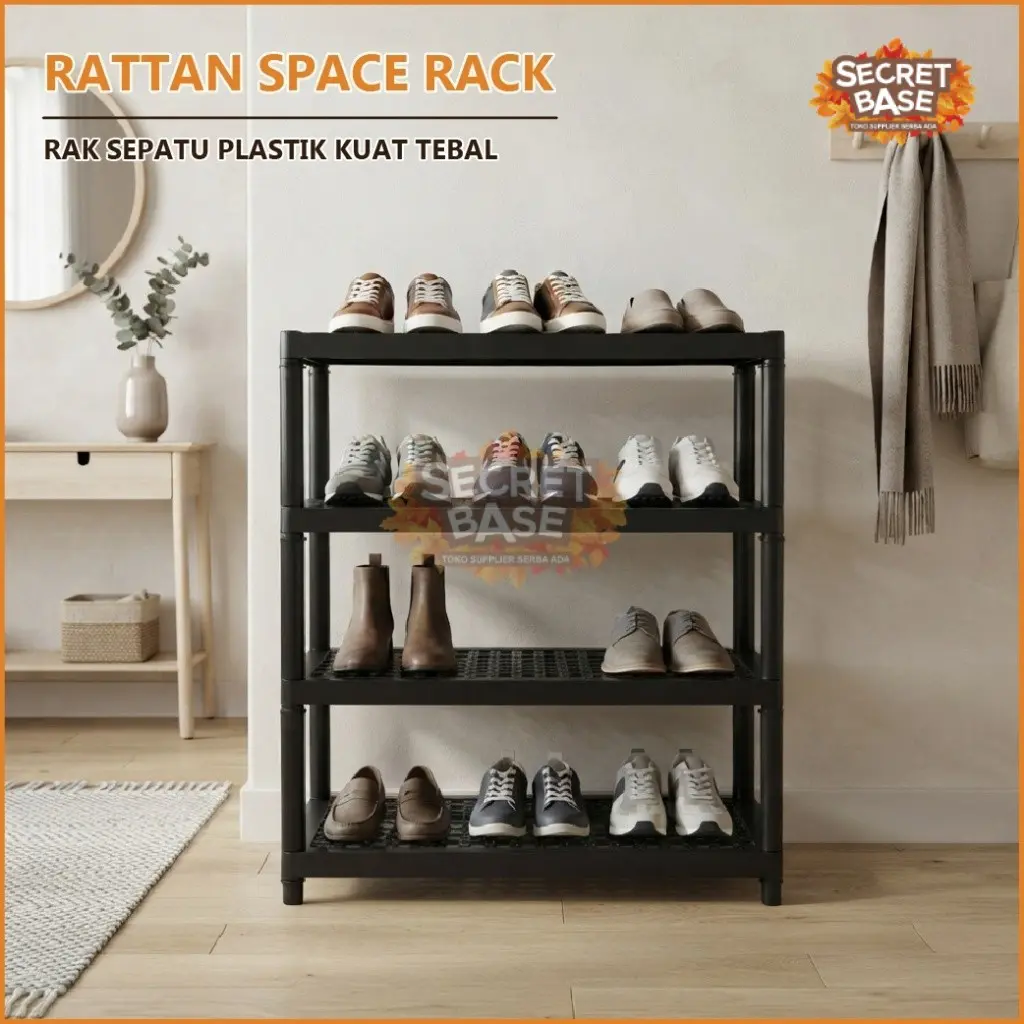 RATTAN SPACE RACK - Rak Sepatu / Rak Susun / Tempat Sepatu / Rak Sepatu Plastik Kuat Tebal