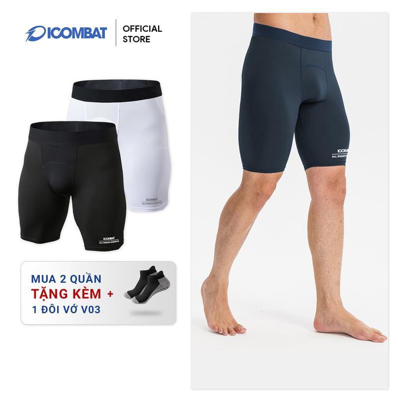 Quần Bó Cơ Nam Chạy Bộ Đạp Xe Ngang Đùi ICOMBAT RUNNING Quần Combat Legging Ngắn