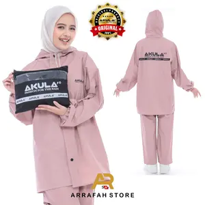 AKULA Jas Hujan Setelan Celana Pria Wanita Terbaik Bahan PVC 0.25 Dewasa Tebal Waterproof Windproof Mantel Pria Wanita Setelan Baju dan Celana Dewasa Tebal Lentur Tahan Lama