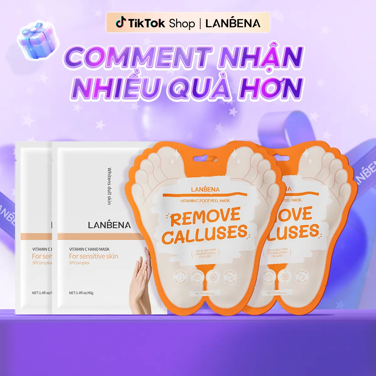 【LIVE】LANBENA Mặt Nạ Tay Mặt Nạ Chân Vitamin C Hỗ Trợ Dưỡng Ẩm Hỗ Trợ Mềm Da Tay Dưỡng Da Tay Làm Đẹp Da 40g