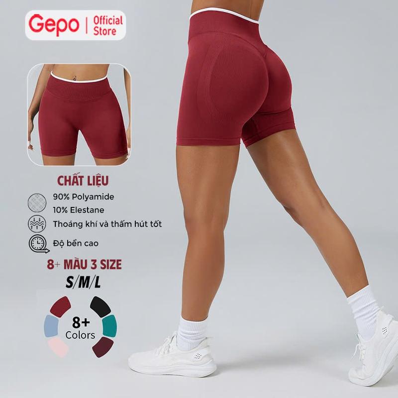 GEPO Quần Short Thể Thao Gepo Basi Chất Liệu Dệt Kim 90% Polyamide 10% Elastane Co Giãn Tốt Thoáng Khí Phù Hợp Tập Gym & Yoga GP131
