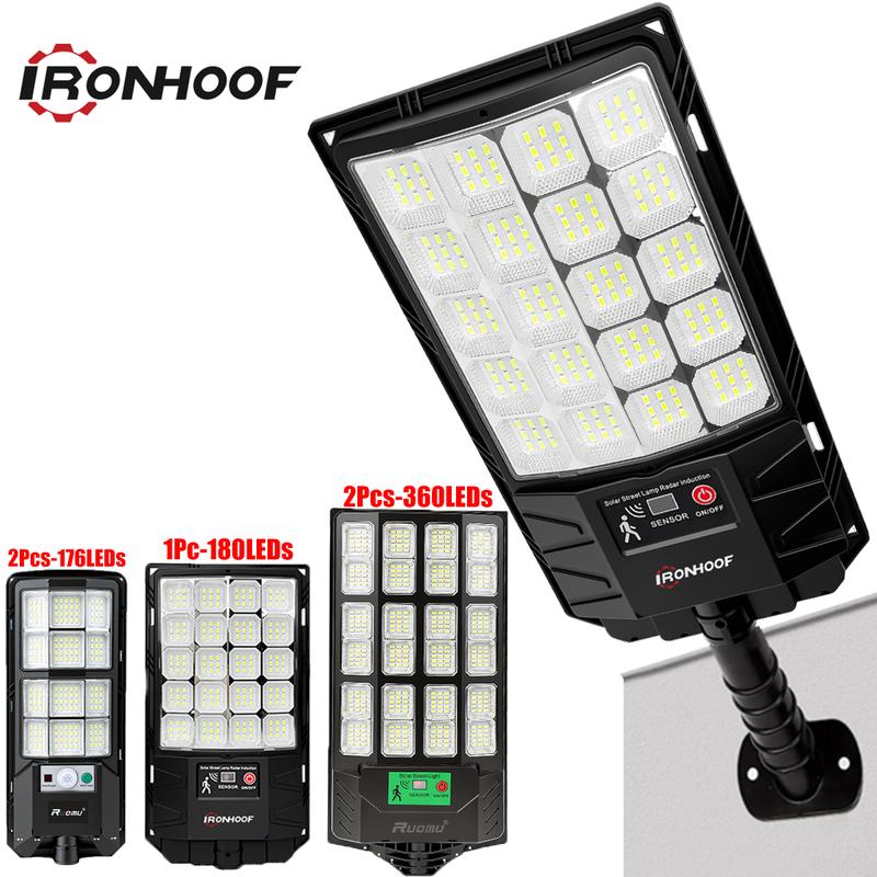 1/2Pcs Lámpara Solar Led Exterior Jardin 176/180/360 LEDs 3 Modos Sensor de Movimiento IP65 Resistente al Agua para Hogar Ciudad y Patio al Aire Libre - Foto 1