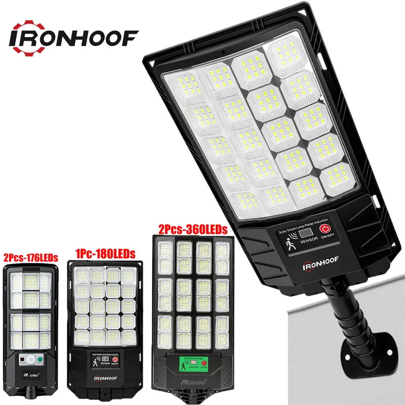 1/2Pcs Lámpara Solar Led Exterior Jardin 176/180/360 LEDs 3 Modos Sensor de Movimiento IP65 Resistente al Agua para Hogar Ciudad y Patio al Aire Libre - Foto 1