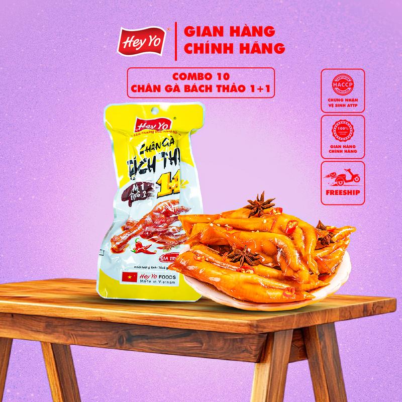 Combo 10 chân gà cay Hey Yo Foods 1+1 (70g), Chân gà ủ vị Bách Thảo Ăn Vặt đảm bảo VSATTP