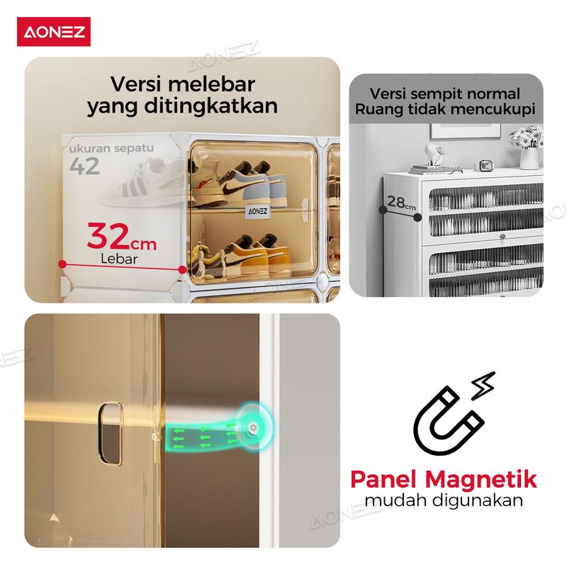Product Introduction of 【30Hari Garansi】 AONEZ Rak Sepatu Tertutup 8 Slot - Lemari Sepatu Transparan Anti Debu untuk Penyimpanan Sepatu dan Tas di Rumah 9