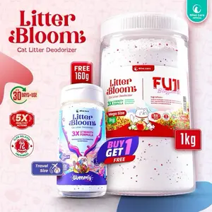 Olive Care LITTER BLOOM Penghilang Bau Pipis Pup Litter Box Kucing 1kg Cat Litter Deodorizer Pewangi Pasir Bye Bye Bau Aroma Segar Tahan Lama Hingga 72 Jam dengan Teknologi Slow & Smart Release Aroma - Menetralisir Bau dan Menghambat Pertumbuhan Bakteri