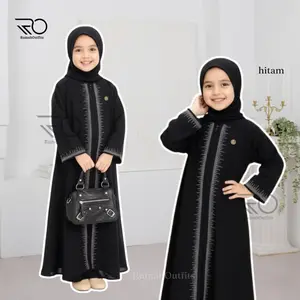 Gamis Abaya Anak 3-12 Tahun Swaroski Bahan Sabrina Anti UV Premium Muslim Wanita Gamis Lebaran Anak Terbaru