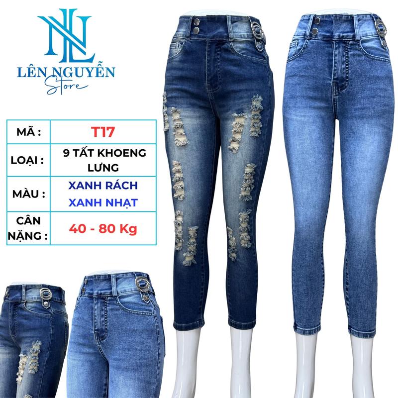 T17 [ Len Nguyen Store ] Quần Jean (Bò) Nữ 9 Tất Dài 85-90cm, Màu Xám, Xanh, Size 40kg-80kg, Thiết Kế  , Lưng Cao 2 Nút, Co Giãn, Mền Mịn, Bigsize, Hotgirl, Skinny, Ống Ôm, Trẻ Trung, Tự Tin, Dễ Phối Đồ. Denim Women Pants