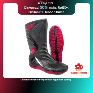 Sepatu Bikers AP MOTO 2 AP BOOTS Hitam Merah Karet Anti Slip Nyaman Lentur Lokal Sepeda Motor Shoes
