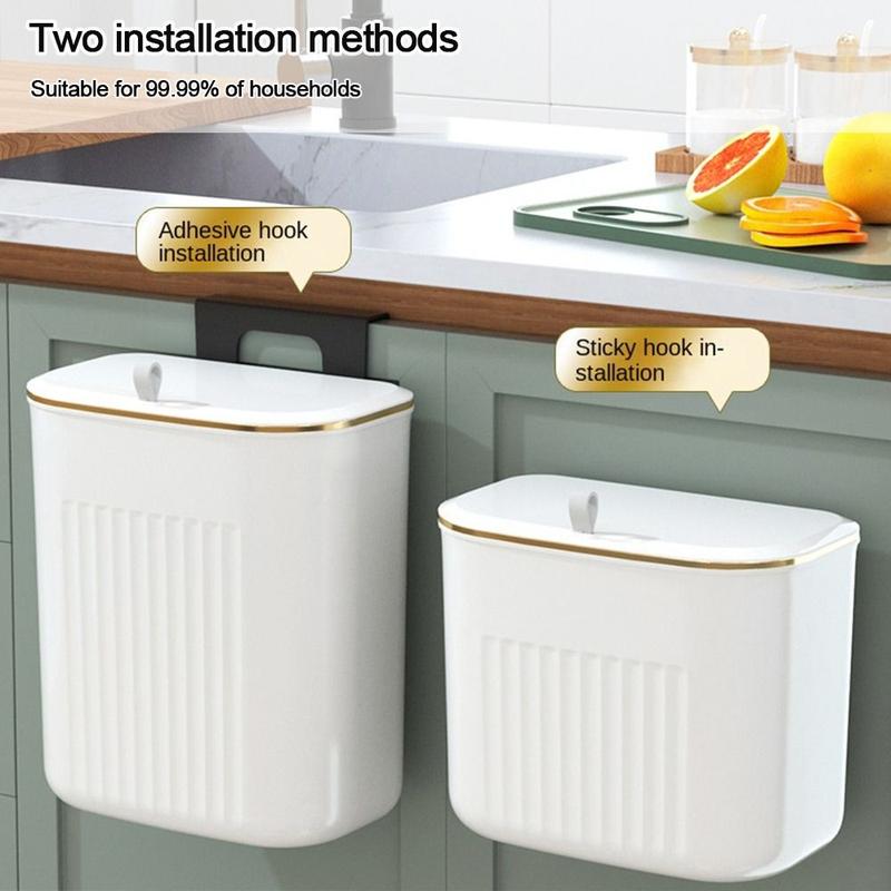 Product Introduction of With Lid Trash Can Durable 7/9L Wall Mounted Modern Dustbin Hanging Under Sink Waste Garbage Bin 12
