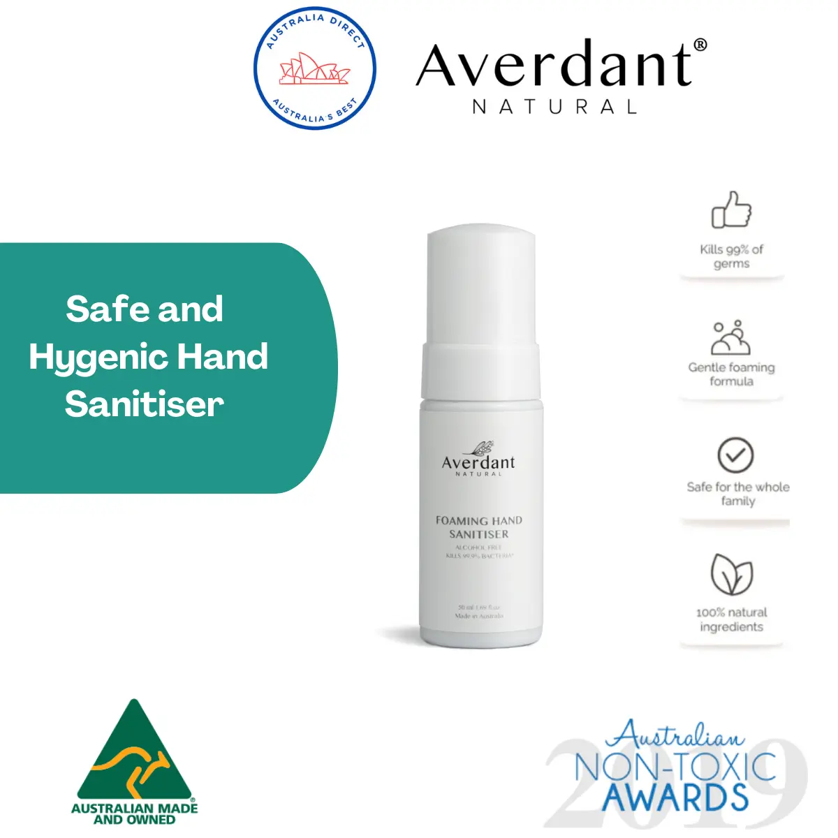 Averdant Alcohol Free Foaming Hand Sanitiser 50ml