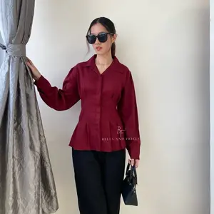 REFAL Top Longsleeve Blouse Katun Shakila/ Kemeja Wanita / Blouse Busui Wanita / Kemeja Lengan Panjang / Kemeja Kantor / Office Wear / Atasan Wanita