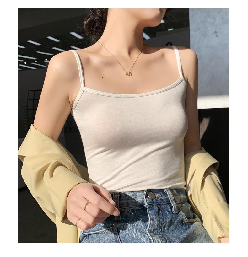 Product Introduction of Black and white modal base small suspender vest for women with beautiful backs, summer sexy and fashionable design, women's new solid color, versatile 5