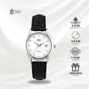 Jisu Watch - Jam Tangan Wanita Korea Analog Kulit Retro Vintage Klasik Anti Air 21015 Original