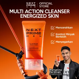 NEXTPRIME All In One Gel Facial Wash 100gr – Pembersih Wajah Pria Membersihkan Mendalam Mengontrol Minyak & Sebum hingga 24 Jam Mencerahkan & Menyegarkan Kulit Mengandung Dual-Acid, Niacinamide & Citrus-Fresh Complex untuk Kulit Segar & Bebas Minyak