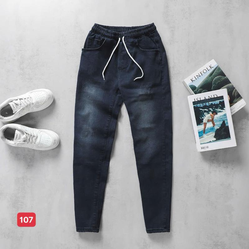 Quần jean dài nam màu xanh đậm trơn lưng thun chất bò có túi co dãn nhẹ QJ107 kiểu dáng skinny Menswear Pants