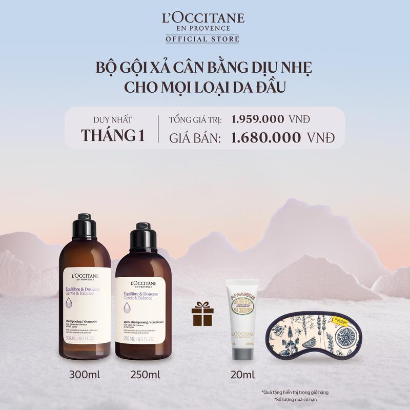 Combo Gội Xả L'OCCITANE Cân Bằng Dịu Nhẹ Dành Cho Mọi Loại Da Đầu 250ml Và 300ml
