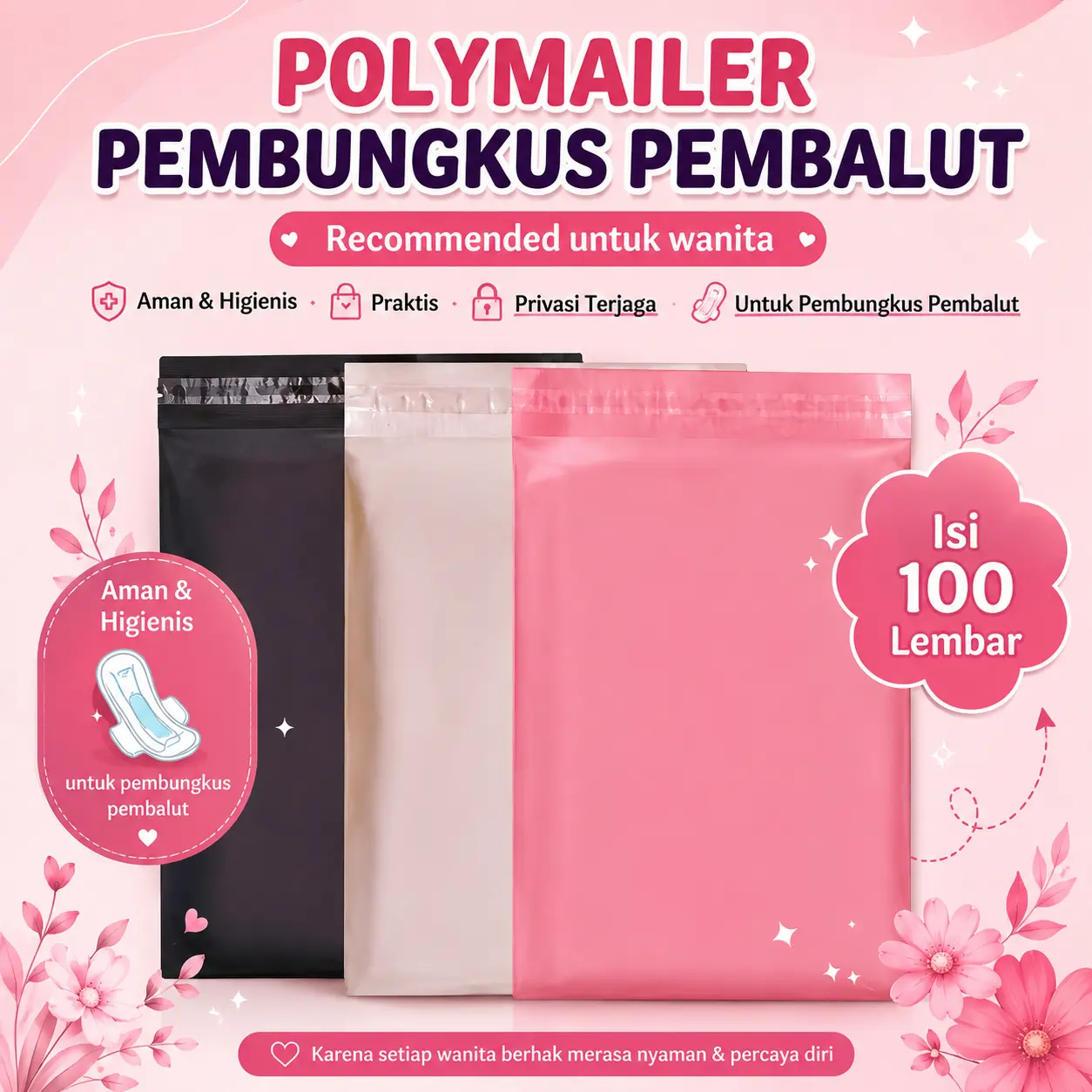 Plastik Pembalut Isi 100 pcs Kantong Kresek Pembungkus Pembalut Plastic Packing