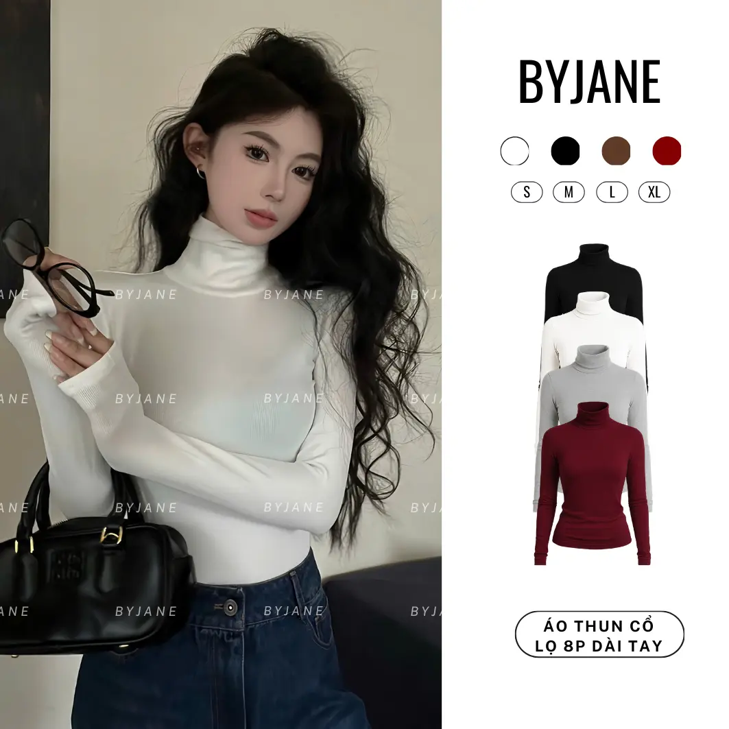 ( XẢ KHO ) Áo Thun Nữ Cổ Lọ 8p Dài Tay BYJANE - 850 | BigBuy360 - bigbuy360.vn