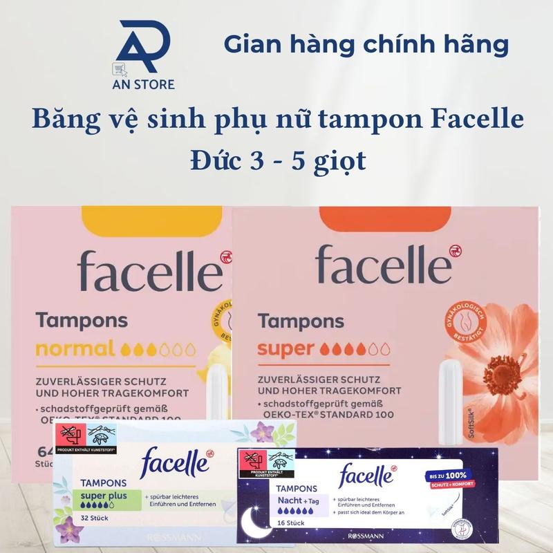   TẶNG HỘP THIẾC ĐỰNG MUA TỪ 2 HỘP  Mẫu Mới Băng vệ sinh Tampon Facelle Siêu Tiện Lợi Với Kích Thước Nhỏ Chống Tràn Loại Ban Ngày Và Ban Đêm Hàng Đức 