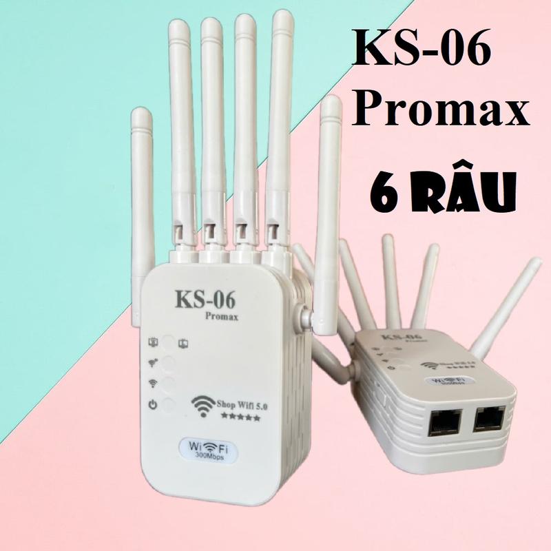 KS06 Promax - Bộ mở rộng wifi 6 râu dùng cho gia đình, công ty, văn phòng, kho xưởng, phủ sóng mạnh, xuyên tường tốt, kết nối không dây đơn giản, điện 220v