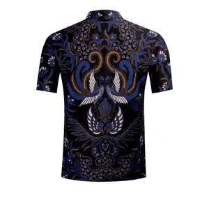 Batik gurdo biru lengan pendek slimfit katun halus furing